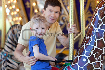 family at amusement park