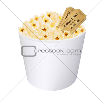 Popcorn In White Cardboard Box