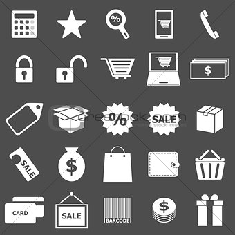 Shopping icons on gray background