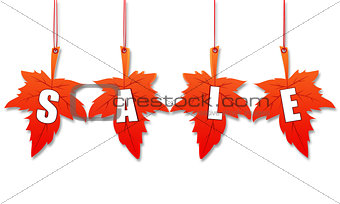 autumn sale in 3d leaves 
