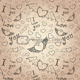 love you seamless black on paper