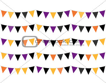 Halloween colorful Bunting or Flags isolated on white