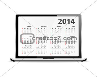 2014 Calendar in Laptop