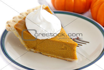 Pumpkin Pie Slice With Cream Topping