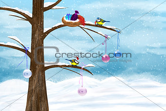Chickadees celebrate Christmas