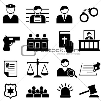 Legal, justice and court icons