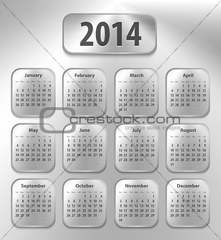 Calendar for 2014 on brushed metal tablets