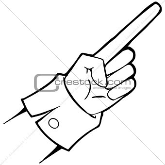 Black and white vector. hand points