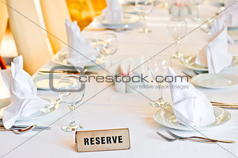 beautifully set table is reserved for guests of the restaurant
