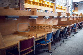 Seats in a row at the college library