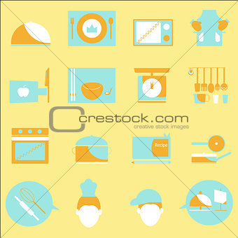 Kitchen color icons on yellow background