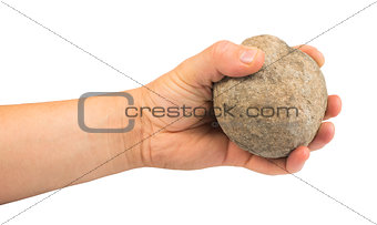Hand holding stone ball