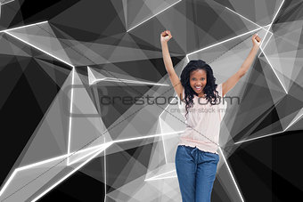Composite image of a young happy woman