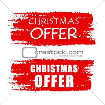 christmas offer on red drawn banners
