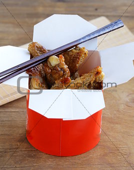 fried chicken wings with soy sauce in the Asian style