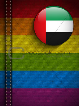 Gay Flag Button on Jeans Fabric Texture Emirates