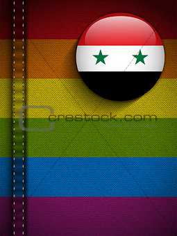 Gay Flag Button on Jeans Fabric Texture Syria