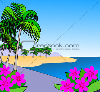 Sea view with palm trees