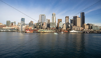 Waterfront Piers Dock Buildings Ferris Wheel Boats Seattle Ellio