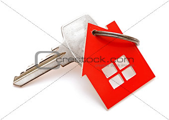 House shaped keychain isolated on white background 