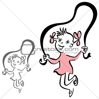 Little girl skipping rope