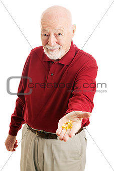 Senior Man with Omega 3 Fish Oil