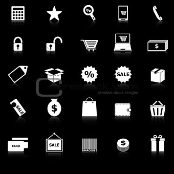 Shopping icons with reflect on black background