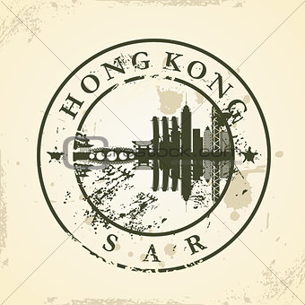 Grunge rubber stamp with Hong Kong, SAR