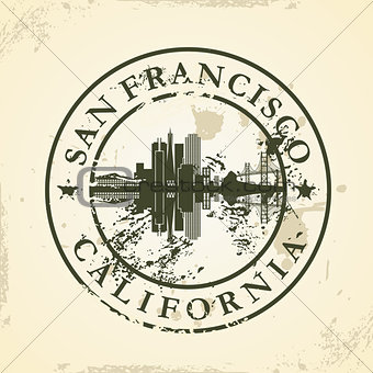 Grunge rubber stamp with San Francisco, California