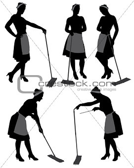 Adult cleaner maid woman silhouette