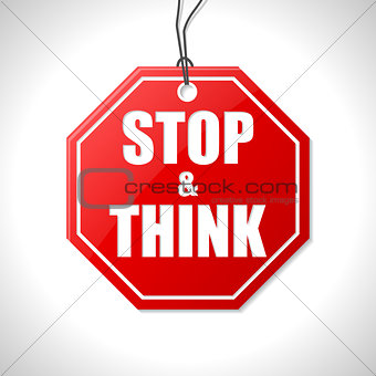 Stop and think label