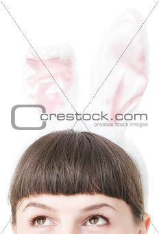 young female wearing bunny ears