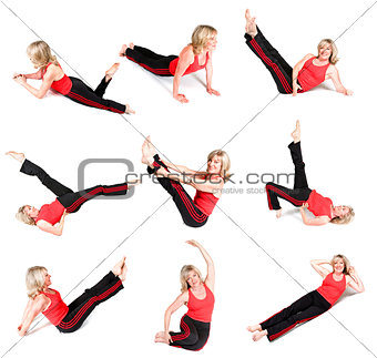 Senior Woman Various Yoga Poses