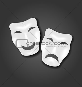 Comedy and tragedy masks for Carnival or theatre