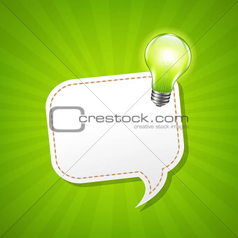 Green Sunburst Poster With Speech Bubble And Lamp