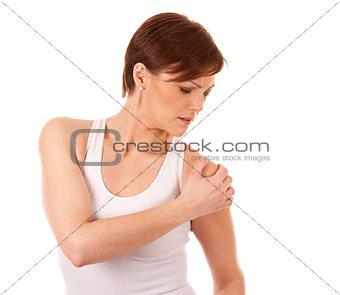 woman having a shoulder pain