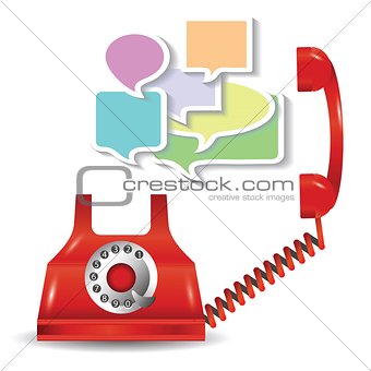 red telephone and speech bubbles