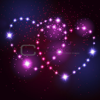 Two love heart from beautiful bright stars