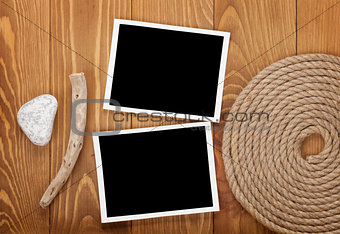 Blank photo frames with ship rope
