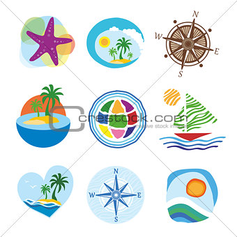 Collection of icons for the travel and tourism