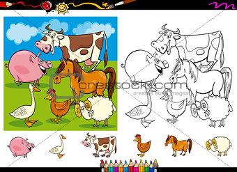 farm animals coloring page set