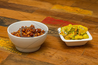 Indonesian tempeh goreng with atjar