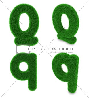 Letter Q made of grass