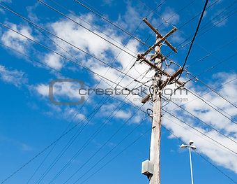 Australian electricity grid with power pole