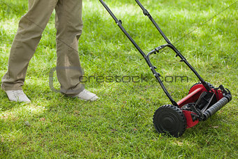 Person moving the lawn