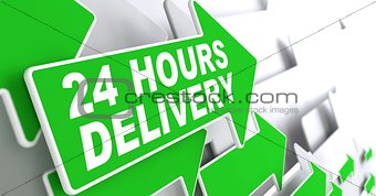 Green Arrow with slogan - 24 hours Delivery.
