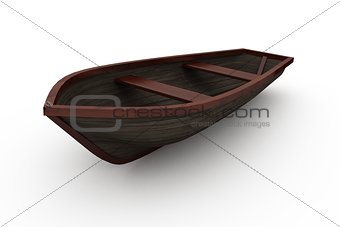 Brown wooden boat with shadow