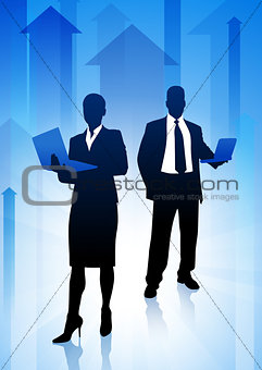Business Team on Arrows Background