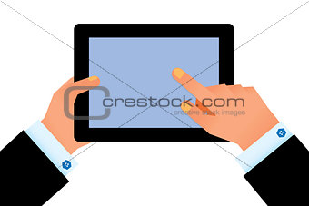 hand on digital tablet