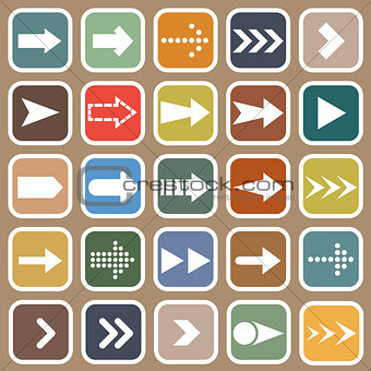 Arrow flat icons on brown background